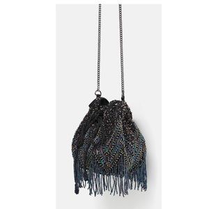 Beaded fringe crossbody evening purse